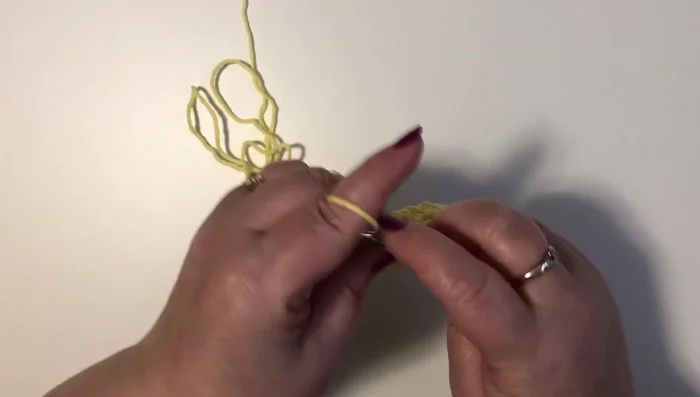 Chain 1, turn. Continue this pattern for 17 rows. 