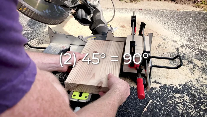 Create angled cuts for plinth corners: Cut the eight remaining plinth pieces at a 45-degree angle to create square corners when assembled.