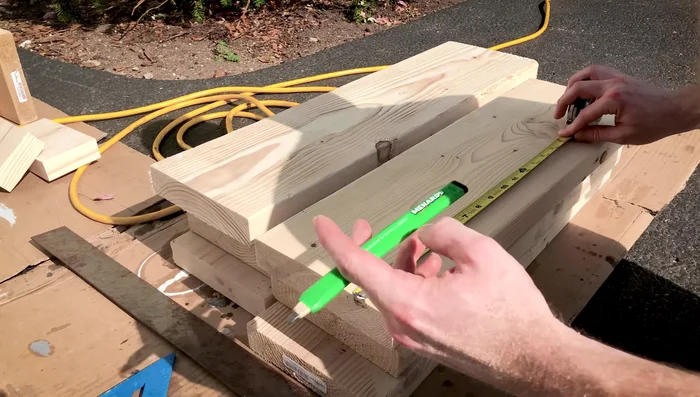 Create angled cuts for plinth corners: Cut the eight remaining plinth pieces at a 45-degree angle to create square corners when assembled.