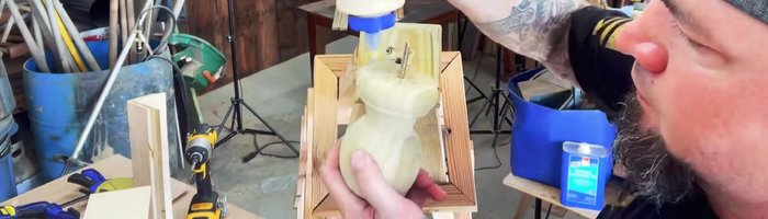 Attach the post cap. Drill a larger hole to thread the post cap onto the top and secure with glue.