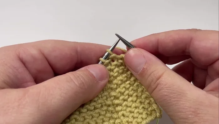 Knit the last stitch.