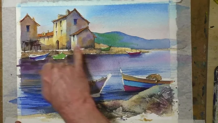 Adding details with Payne's grey using a #3 rigger brush.