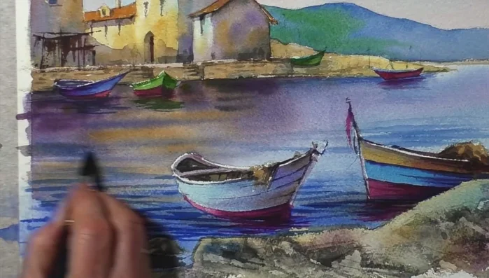 Adding details with Payne's grey using a #3 rigger brush.