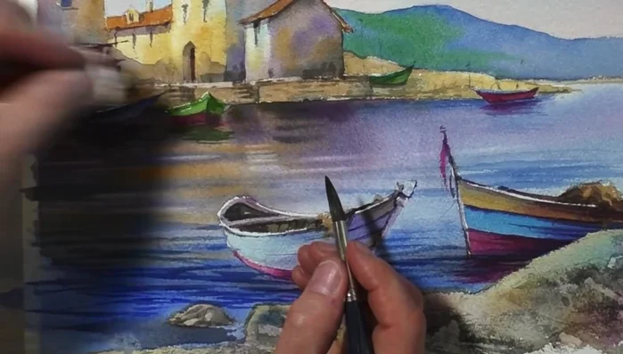 Adding details with Payne's grey using a #3 rigger brush.