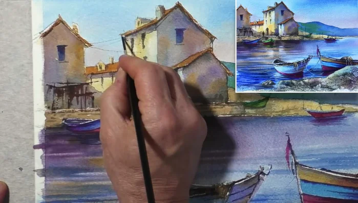 Adding details with Payne's grey using a #3 rigger brush.