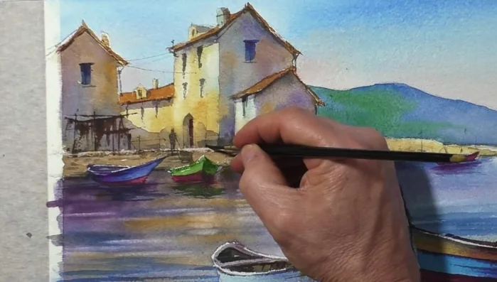 Adding final splattering with burnt umber.