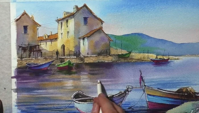 Adding final splattering with burnt umber.