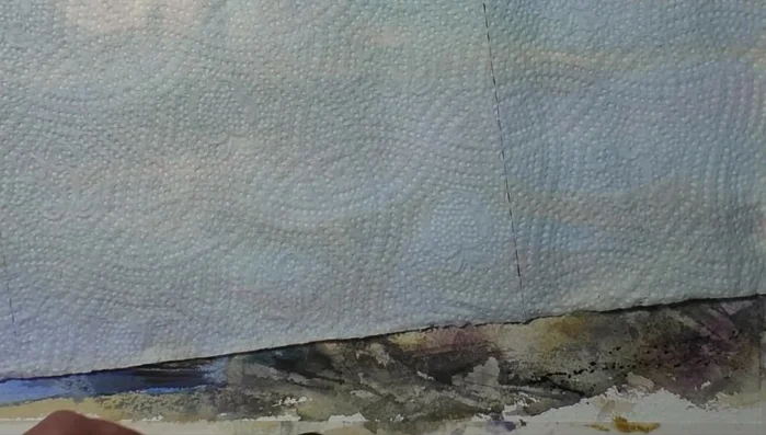 Adding final splattering with burnt umber.