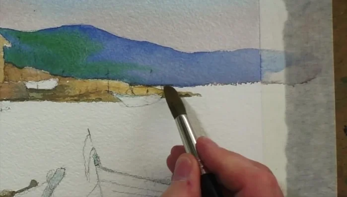 Adding yellow ochre to a distant coastal village.