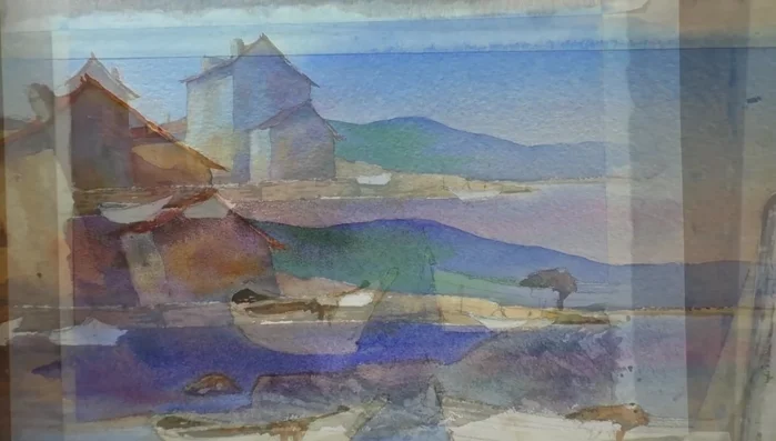 Adding transparent blue ripples to the dry sea.