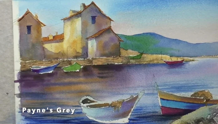 Adding cadmium orange to Payne's grey for details in the nets.