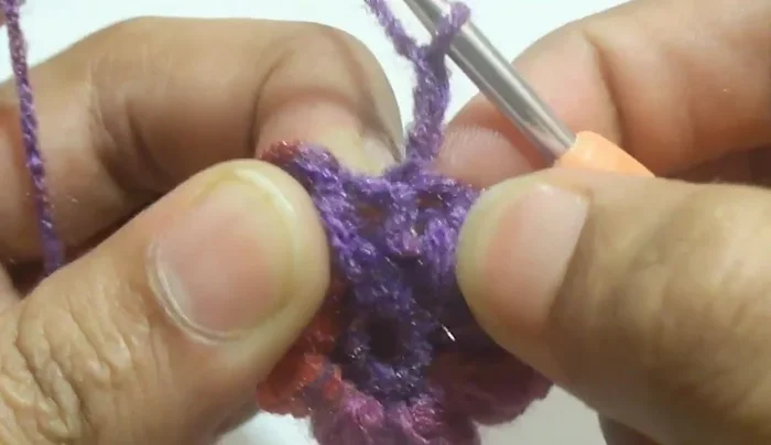 Continue working in this pattern (alternating one and two popcorn stitches) for subsequent rounds until desired necklace length is reached. Always add chain one after each popcorn stitch.
