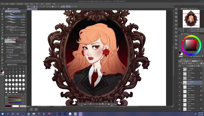 Softening edges and adding detail with a water blending brush.