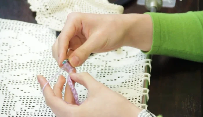 Single crochet in the next chain stitch.