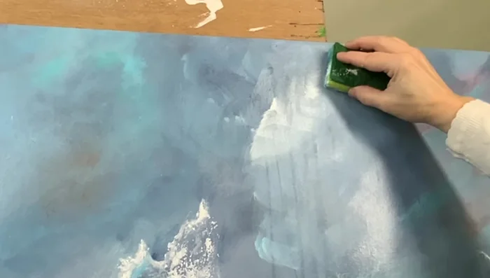 Allow the paint to dry slightly before continuing to work on other areas.