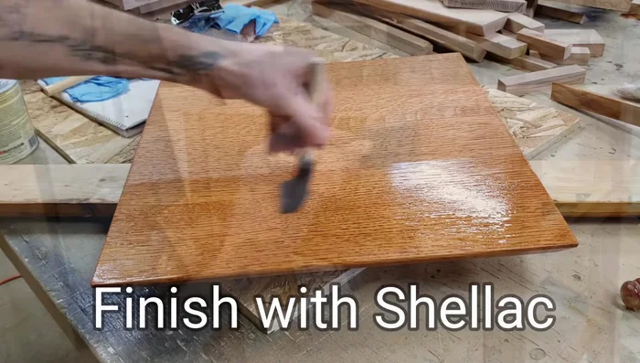 Finishing with shellac and poly (optional).