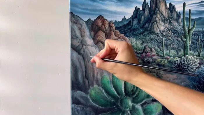 Add final details and refine the painting as needed. Consider using glazes and blending techniques to achieve a smoother finish.