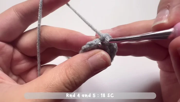 Round 8: One single crochet, one single crochet, one increase stitch. Repeat six times. Total of 24 stitches.