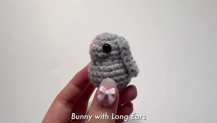 Make ears (long or short) using chains and half double crochets. Sew or glue the ears onto the bunny.