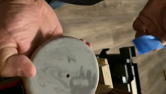 Cover edges (optional): Apply a decorative strip (chrome strip in this case) to cover the drilled area around the handle, using hot glue or E6000 to secure.