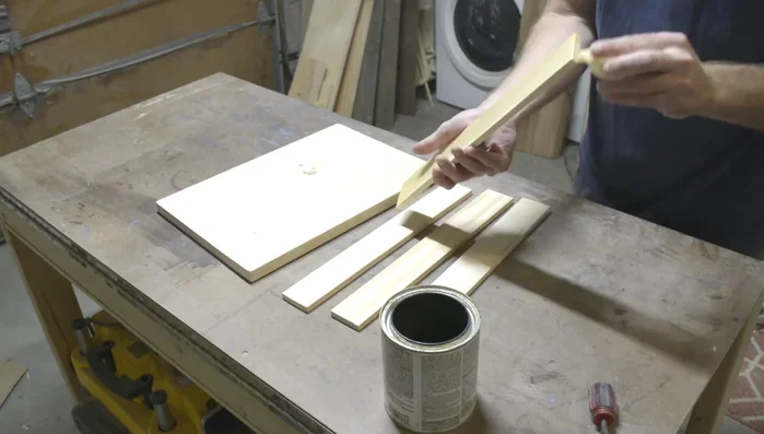 Apply pre-stain to prevent splotchiness on pine/softwood.