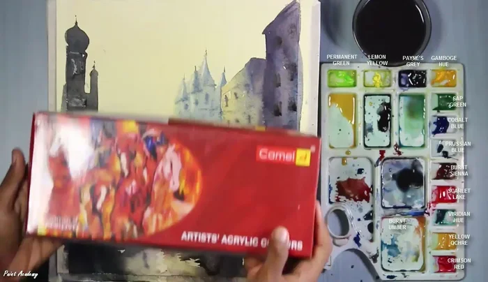 Use acrylic paint for details such as car headlights and reflections.