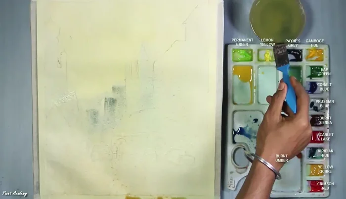 Create highlights by removing color from the church wall and other areas.