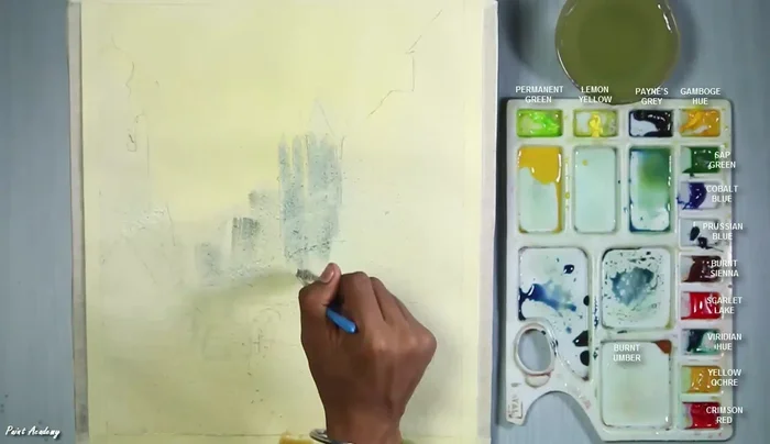 Create highlights by removing color from the church wall and other areas.