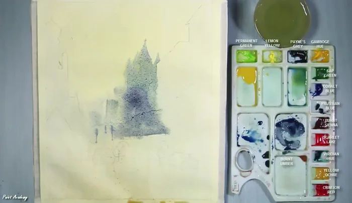 Create highlights by removing color from the church wall and other areas.