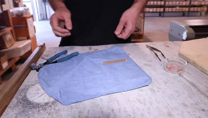 Place Millie chunks in a kiln and let them soak to avoid shocking them when applying flame.