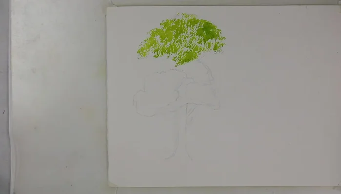 Repeat steps 4-6 for different parts of the tree, leaving spaces (holes) for branches.