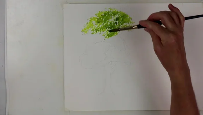 Repeat steps 4-6 for different parts of the tree, leaving spaces (holes) for branches.