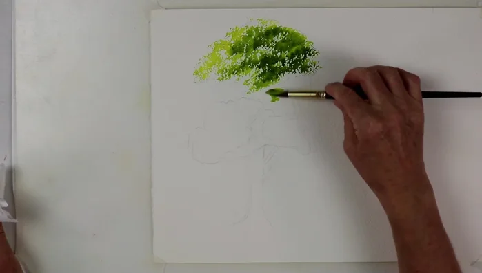 Repeat steps 4-6 for different parts of the tree, leaving spaces (holes) for branches.