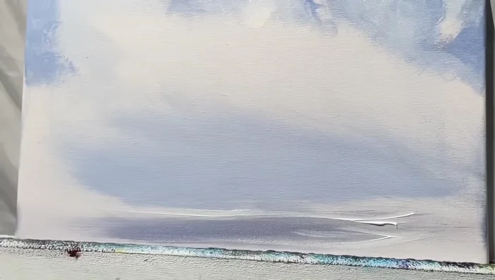 Add thick white streaks for water movement and whitecaps, using no water on the brush.