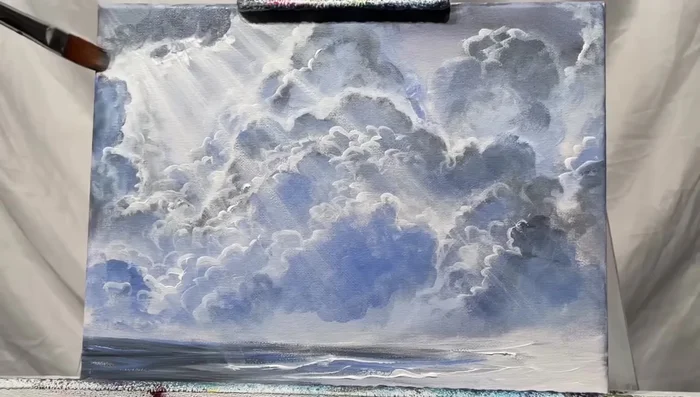 Add finishing touches with bright aqua green or turquoise to the water.