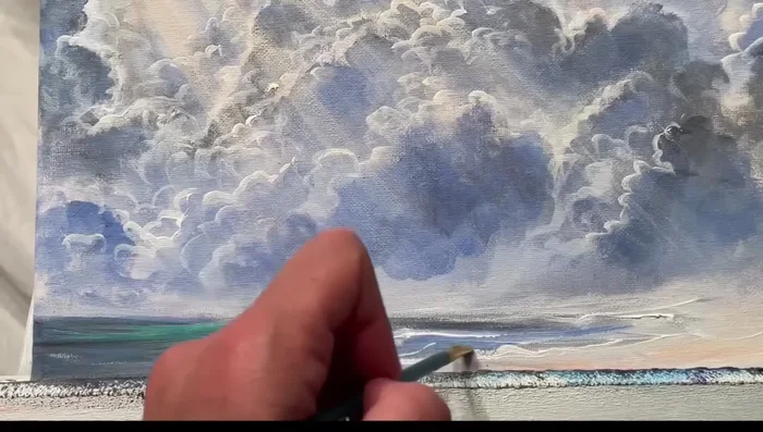 Add finishing touches with bright aqua green or turquoise to the water.