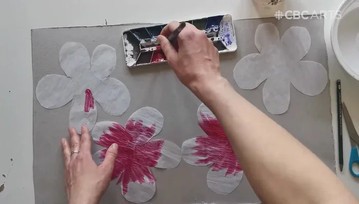 Let the painted shapes dry.