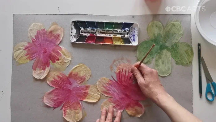 Let the painted shapes dry.