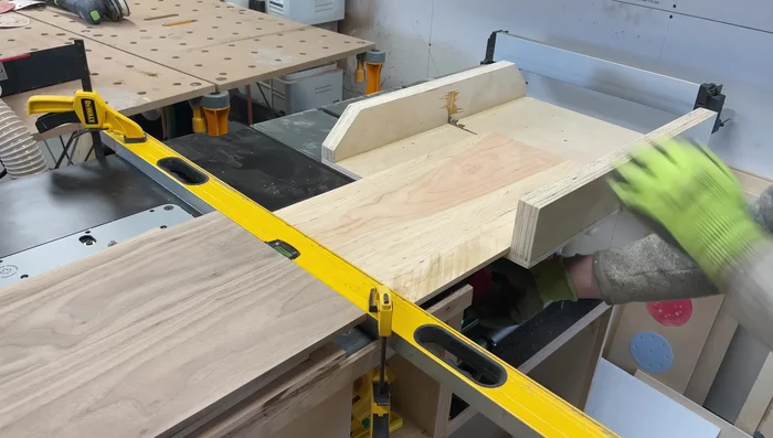 Cut bottoms to length using a level as a stop block.