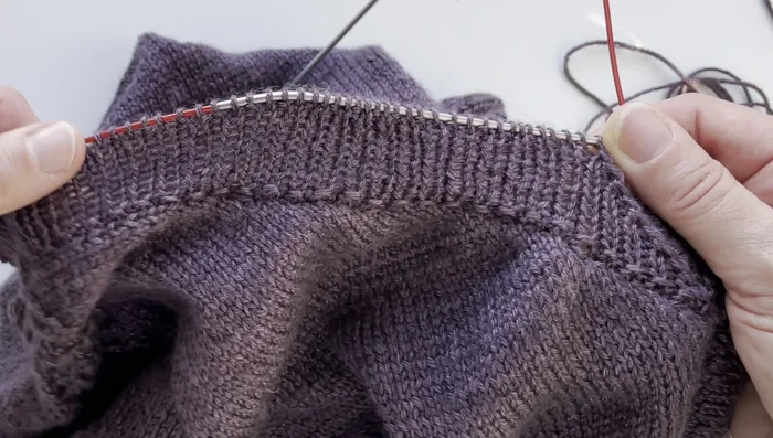 Work the ribbing to the desired length (approximately 1 inch or 2.5 cm).