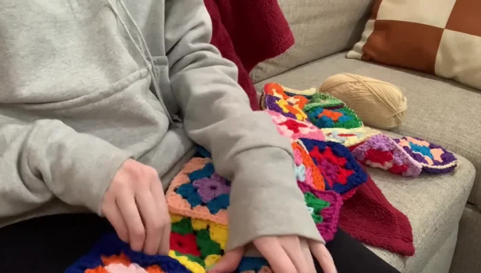 Flatten the seams by gently pulling on each joined pair.