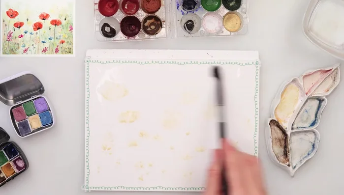 Let the masking fluid dry completely until slightly sticky to the touch.