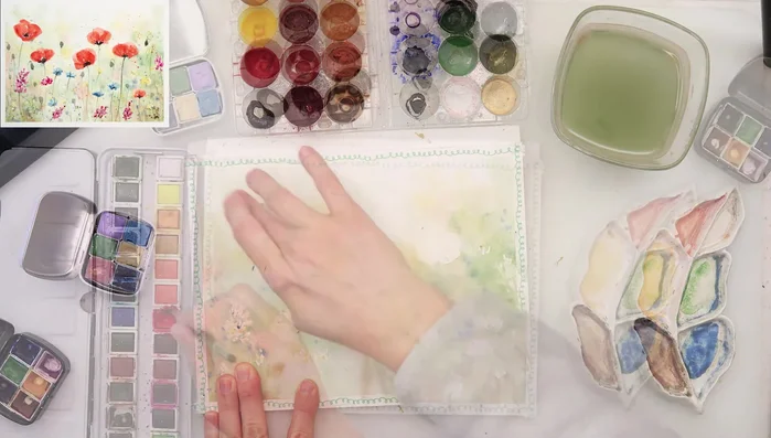 Paint flowers: Start with a light layer of color and build up to add highlights and shadows for dimension. (No sketching necessary, but optional.)