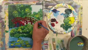 Beginner-Friendly Acrylic Painting: Serene Footbridge Landscape