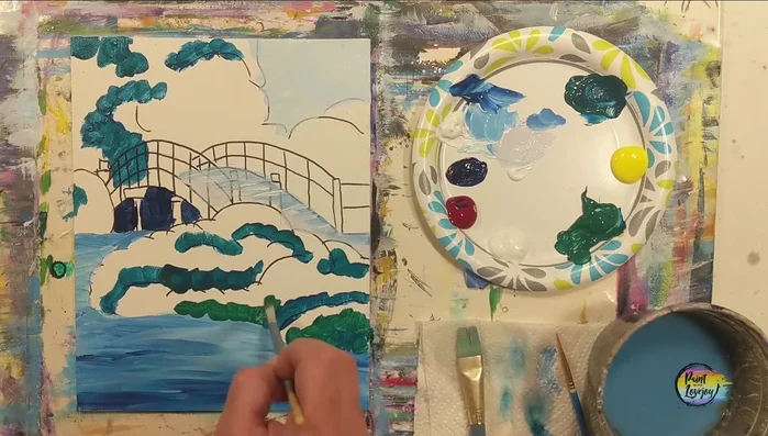 Add highlights with light yellow-green, focusing on lighter areas.