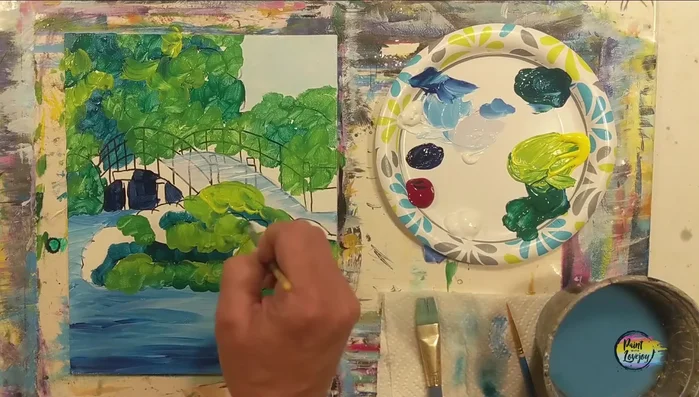 Add highlights with light yellow-green, focusing on lighter areas.