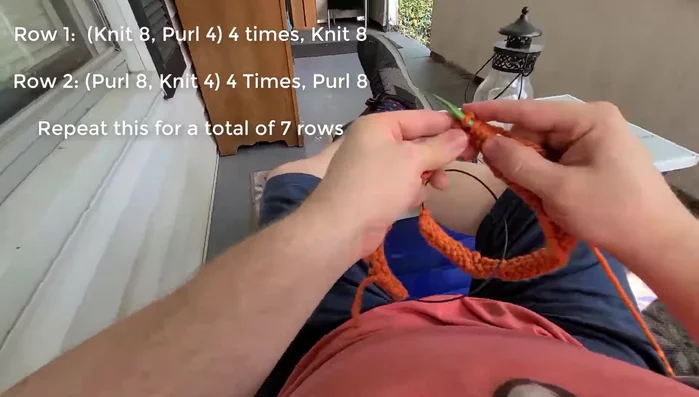 Continue knitting until the piece measures 17 inches.