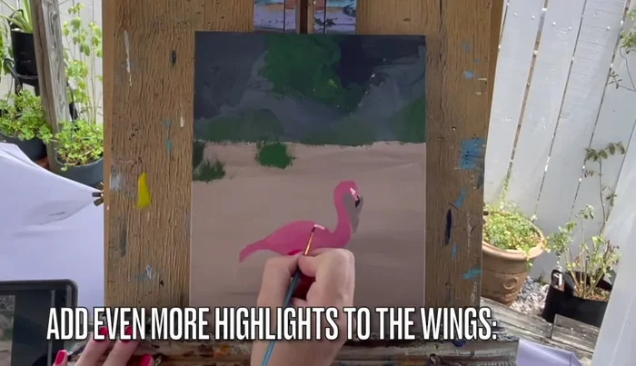 Use bright reddish pink (mix of red and orange with pink) to make the colors pop.