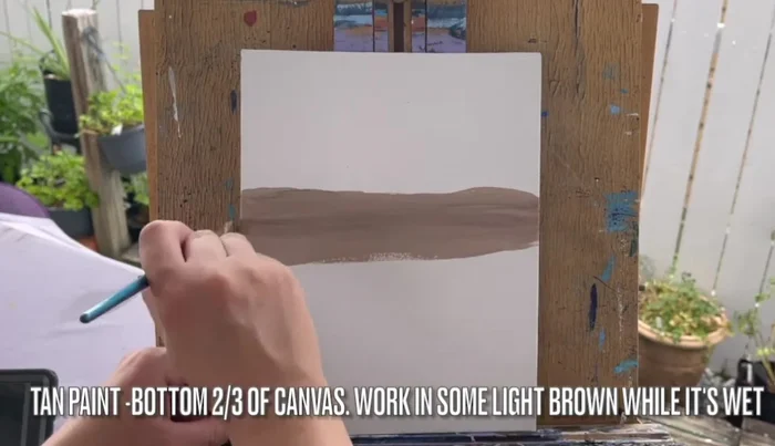 Use a bristle brush or old brush and green paint with a stamping motion to create vegetation.