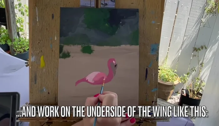 Use bright reddish pink (mix of red and orange with pink) to make the colors pop.